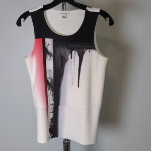 Calvin Klein Black and Red Graphic Sleeveless Tank Top,XS